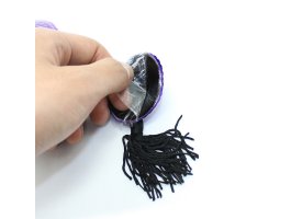 Фиолетовые пэстисы для груди с пайетками и черными кисточками-foto2