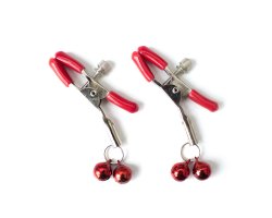 Зажимы для сосков с двойным бубенчиком красные