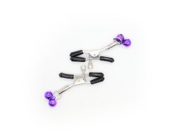 Зажимы для сосков с двойным бубенчиком фиолетовый-foto2