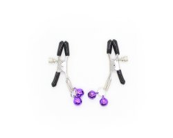 Зажимы для сосков с двойным бубенчиком фиолетовый