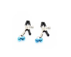 Зажимы для сосков с двойным бубенчиком голубые-foto2