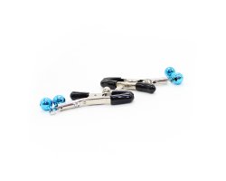 Зажимы для сосков с двойным бубенчиком голубые-foto3