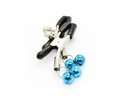 Зажимы для сосков с двойным бубенчиком голубые-foto4