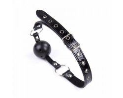 Кляп-шар черный с эксклюзивным ремешком-foto2