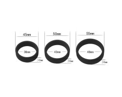 Набор из 3 плоских эрекционных колец Power Plus Soft Silicone Pro Ring черного цвета-foto2