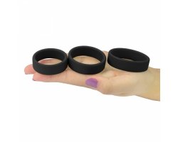 Набор из 3 плоских эрекционных колец Power Plus Soft Silicone Pro Ring черного цвета-foto3