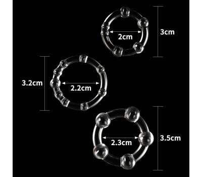 Набор колец прозрачных Power Plus Triple Beaded Ring Set Ø 3, 3.2, 3.5 Набор колец прозрачных Power Plus Triple Beaded Ring Set Ø 3, 3.2, 3.5