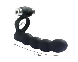 Виброкольцо для двойного проникновения Trinity Fun - Lover's Beads черное-foto4