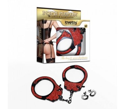 Черные наручники с красными стразами Fetish Pleasure Черные наручники с красными стразами Fetish Pleasure