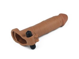 Насадка с вибрацией удлиняющая Super-Realistic Penis Extension Sleeve плюс 7,5 см мулат, 20,3 см, Ø 3,8 см-foto4