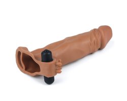 Удлиняющая насадка с вибрацией Super-Realistic мулат плюс 5 см, 19 см, Ø 4 см-foto2