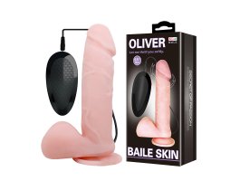 Ротатор реалистичный с вибрацией и мошонкой Oliver, 19,5 см, Ø 4,4 см