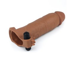 Удлиняющая насадка с вибрацией Super-Realistic Penis плюс 7,5 см к длине, 20 см, Ø 4,5 см, мулат-foto4