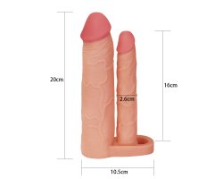 Удлиняющая насадка для двойного проникновения Pleasure X Tender Double, 20 см и 16 см-foto5