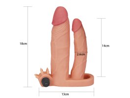 Удлиняющая вибронасадка для двойного проникновения Pleasure X Tender Vibrating Double, 18 см и 14 см-foto2