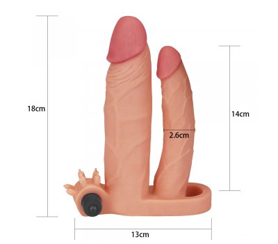 Удлиняющая вибронасадка для двойного проникновения Pleasure X Tender Vibrating Double, 18 см и 14 см Удлиняющая вибронасадка для двойного проникновения Pleasure X Tender Vibrating Double, 18 см и 14 см
