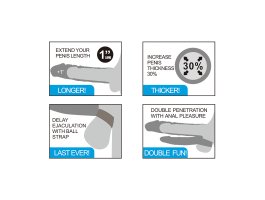 Удлиняющая вибронасадка для двойного проникновения Pleasure X Tender Vibrating Double, 21 см и 17 см-foto4
