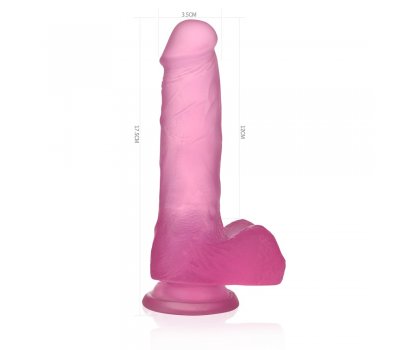 Розовый фаллос Jelly Studs Crystal Dildo Medium 17 см, Ø 3,5 см