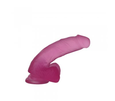 Розовый фаллос Jelly Studs Crystal Dildo Medium 17 см, Ø 3,5 см