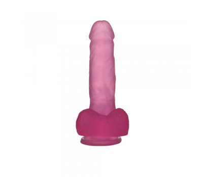 Розовый фаллос Jelly Studs Crystal Dildo Medium 17 см, Ø 3,5 см