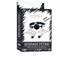 Черный кляп с зажимами для сосков Breathable Ball Gag-foto6