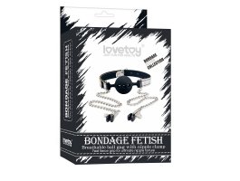 Черный кляп с зажимами для сосков Breathable Ball Gag-foto6