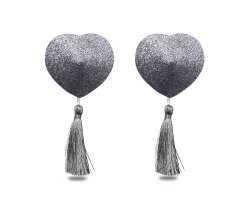 Обворожительные пэстисы в форме сердец с кисточками Reusable Glitter Heart Tassel Nipple Pasties-foto2