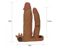 Удлиняющая вибронасадка для двойного проникновения Pleasure X Tender Vibrating Double, 19 см и 15,5 см-foto6