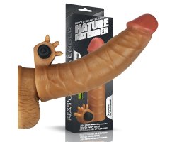 Насадка на пенис с вибрацией Nature Extender мулат плюс 3,8 см, 17,8 см, Ø 4,5 см-foto4