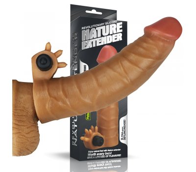 Насадка на пенис с вибрацией Nature Extender мулат плюс 3,8 см, 17,8 см, Ø 4,5 см Насадка на пенис с вибрацией Nature Extender мулат плюс 3,8 см, 17,8 см, Ø 4,5 см