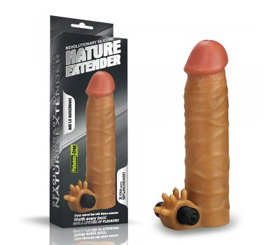 Насадка на пенис с вибрацией Nature Extender мулат плюс 3,8 см, 17,8 см, Ø 4,5 см Насадка на пенис с вибрацией Nature Extender мулат плюс 3,8 см, 17,8 см, Ø 4,5 см