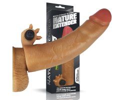 Насадка на пенис с вибрацией Nature Extender мулат плюс 5 см, 19 см, Ø 4,5 см-foto2