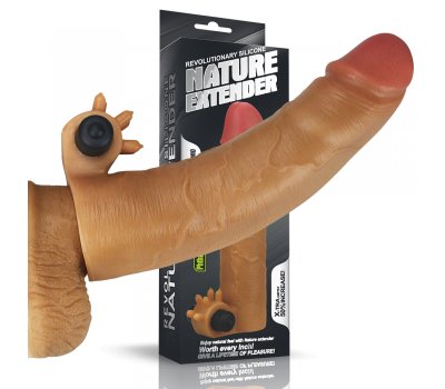 Насадка на пенис с вибрацией Nature Extender мулат плюс 5 см, 19 см, Ø 4,5 см Насадка на пенис с вибрацией Nature Extender мулат плюс 5 см, 19 см, Ø 4,5 см