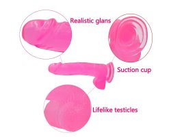Фаллос на присоске Jelly Studs Crystal Dildo Large розовый-foto8