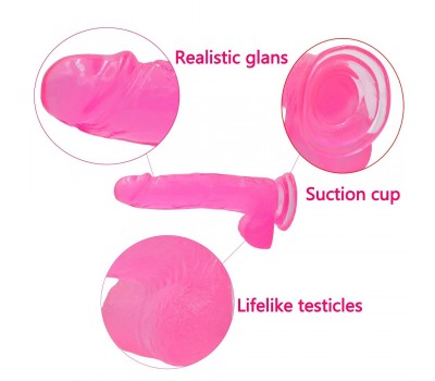 Фаллос на присоске Jelly Studs Crystal Dildo Large розовый