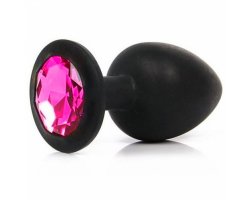 Черная силиконовая пробка с стразом цвета фуксии S, Ø 2,8 см Черная силиконовая пробка с стразом цвета фуксии S, Ø 2,8 см