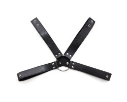 Черная крестообразная мужская сбруя-foto3