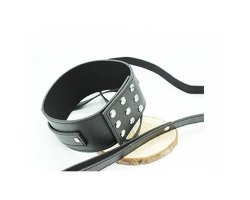 Черный дизайнерский ошейник с поводком-foto2