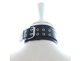 Классический черный БДСМ ошейник с поводком-foto2