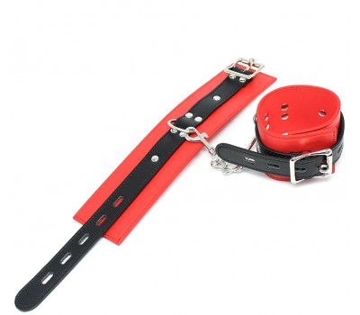 Наручники кожаные мягкие красно-черные