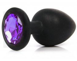 Черная силиконовая пробка с фиолетовым стразом S, Ø 2,5 см Черная силиконовая пробка с фиолетовым стразом S, Ø 2,5 см