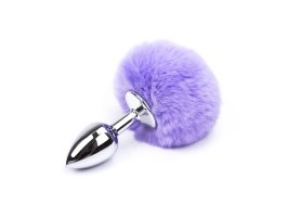 Анальная пробка с хвостиком кролика Silver S, фиолетовый Ø 2,5 см