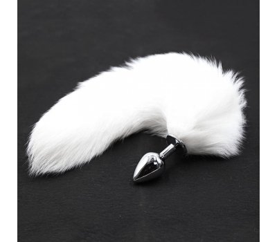 Анальная пробка с натуральным белым лисьим хвостиком L, 47 см, Ø 4 см Анальная пробка с натуральным белым лисьим хвостиком L, 47 см, Ø 4 см