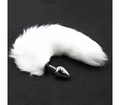 Анальная пробка с натуральным белым лисьим хвостиком L, 47 см, Ø 4 см Анальная пробка с натуральным белым лисьим хвостиком L, 47 см, Ø 4 см