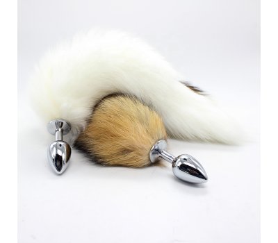 Анальная пробка с натуральным белым лисьим хвостиком L, 47 см, Ø 4 см Анальная пробка с натуральным белым лисьим хвостиком L, 47 см, Ø 4 см