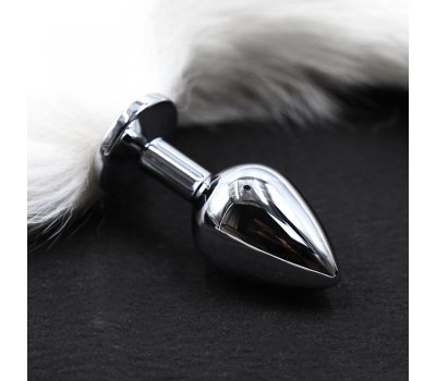 Анальная пробка с натуральным белым лисьим хвостиком S, 45 см, Ø 2,5 см Анальная пробка с натуральным белым лисьим хвостиком S, 45 см, Ø 2,5 см