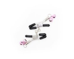 Зажимы для сосков с двойными розовыми бубенчиками-foto2