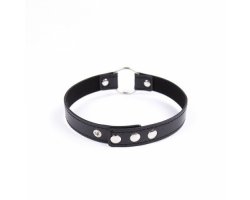 Черный ошейник на заклепках с кольцом-foto2