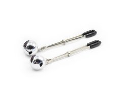 Серебристые зажимы для сосков с бубенцами-foto2