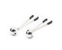 Серебристые зажимы для сосков с бубенцами-foto4